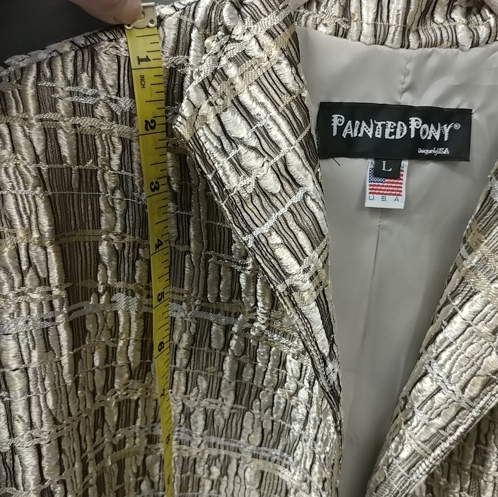 Painted Pony USA Vintage Gold Metallic Tapestry Jacket Women's Large - Picture 13 of 16